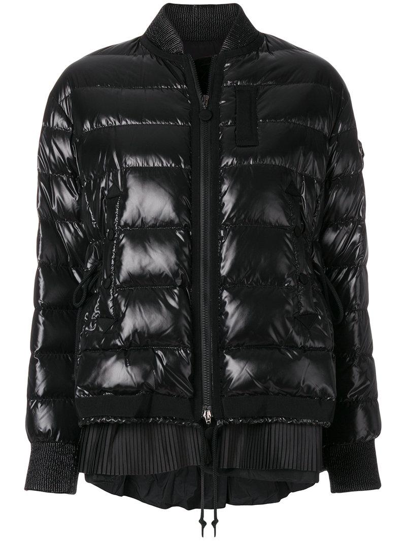 Moncler Synthetic Padded Bomber Jacket With Frill in Black - Lyst