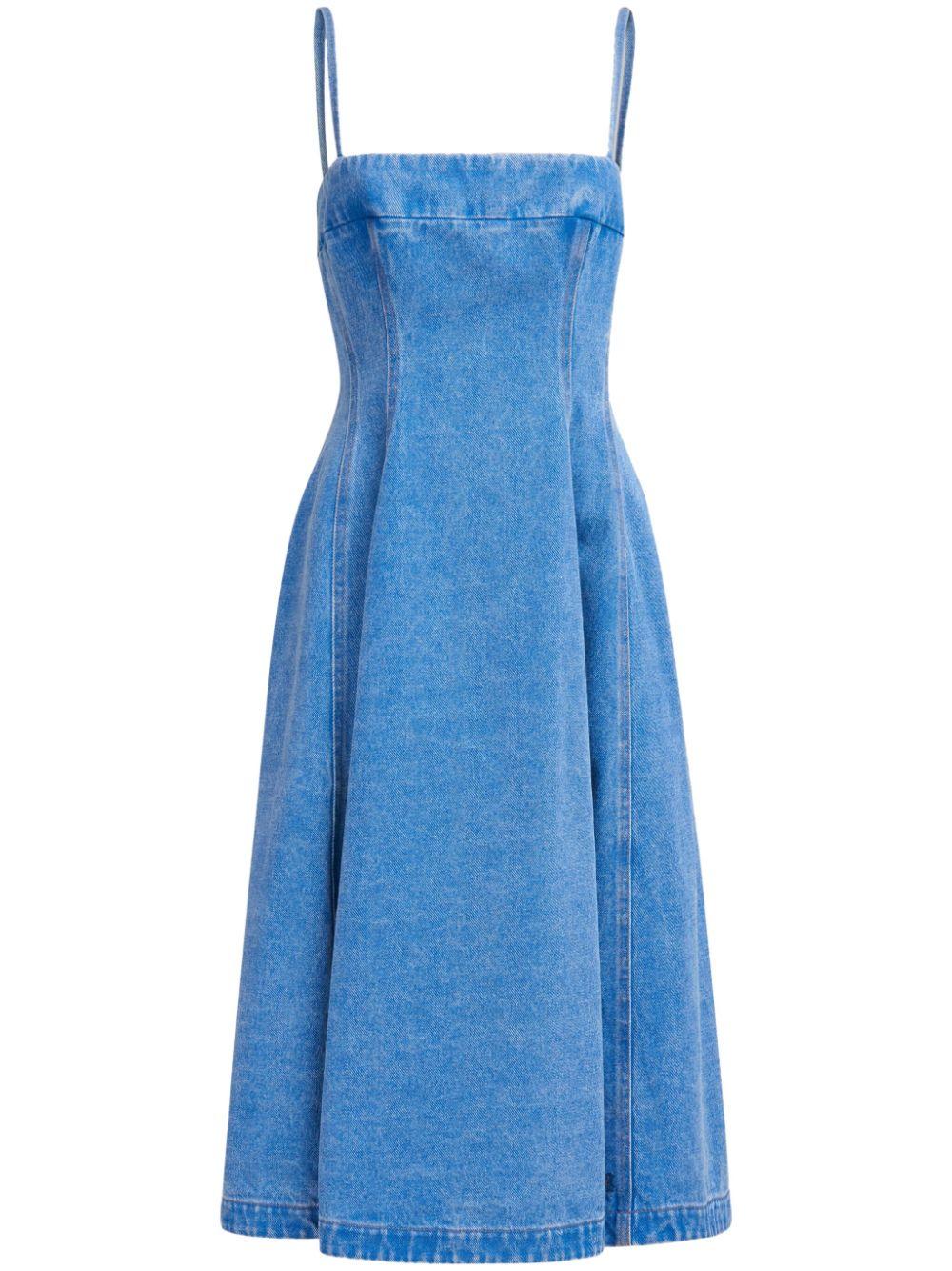 Marni Dart-Detailing Denim Midi Dress in Blue Lyst UK