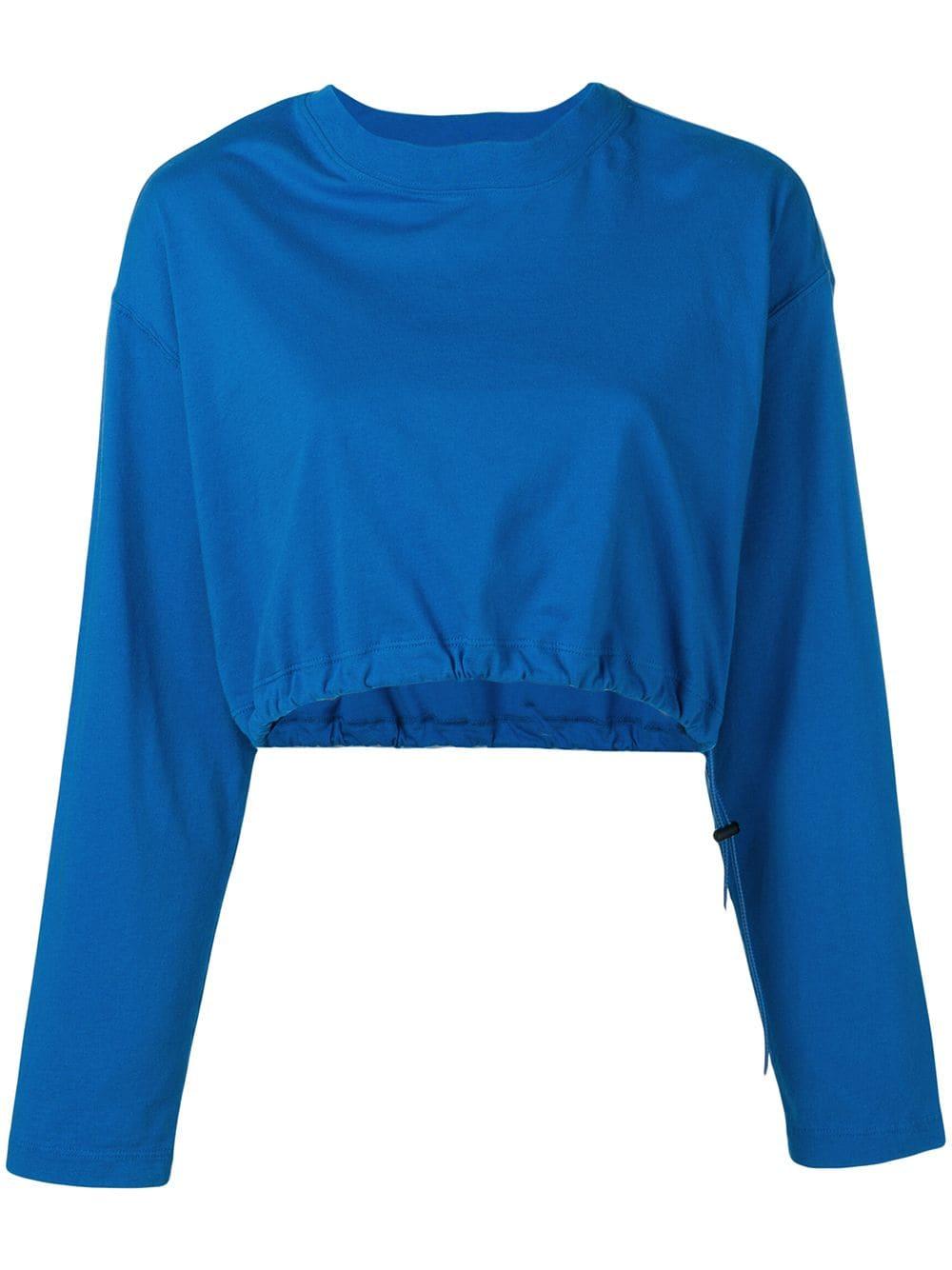 Unravel Project Cotton Cropped Sweatshirt in Blue - Lyst