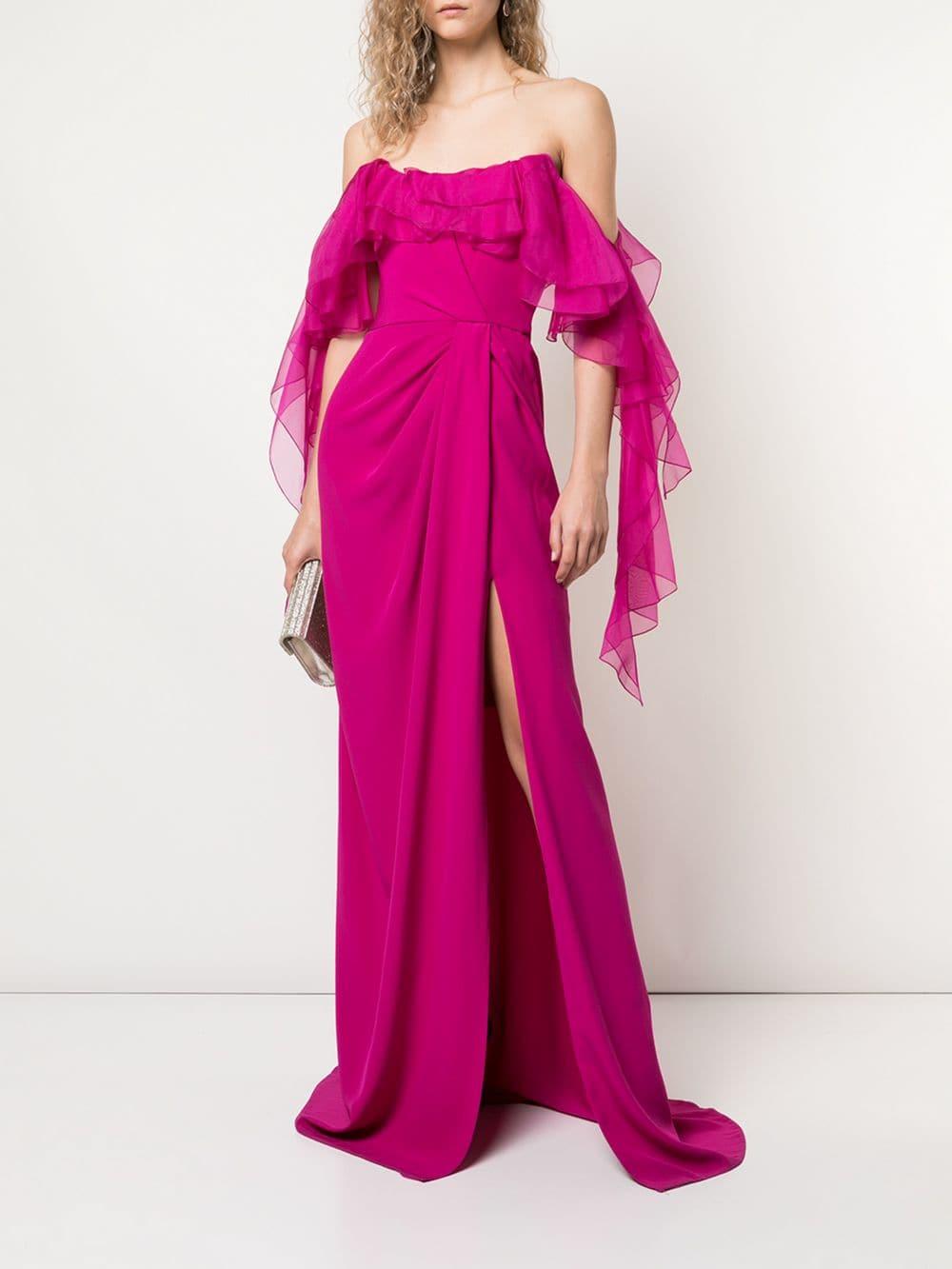 marchesa off the shoulder