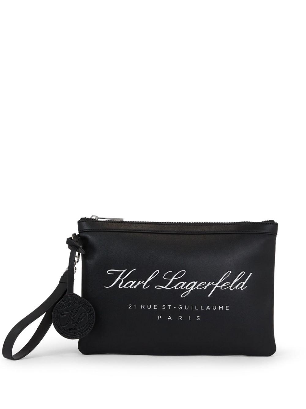Karl Lagerfeld Small Hotel Karl Zip-up Pouch in Black
