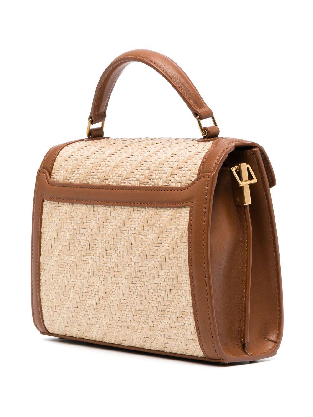 cassandra leather trim raffia tote