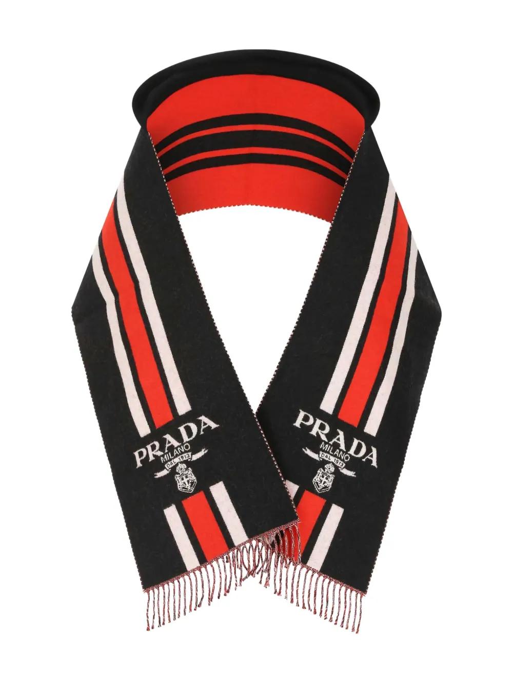スカーフ PRADA 'Symbole' print scarf Red Black/White Printed silk twill scarf 55x55 | PRADA