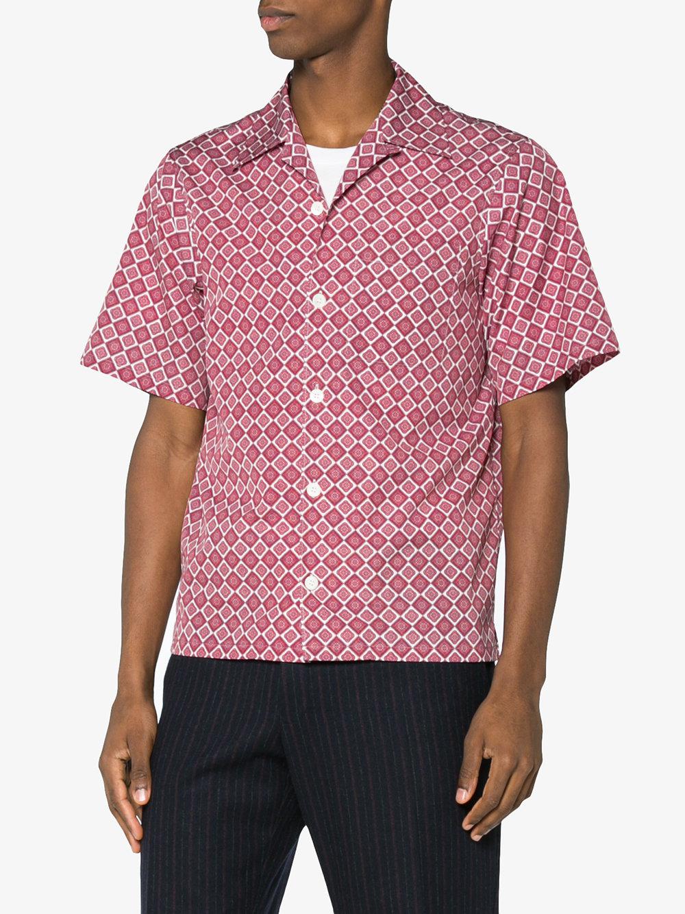 Prada Cotton Patterned Bowling Shirt in Pink & Purple (Pink) for Men - Lyst