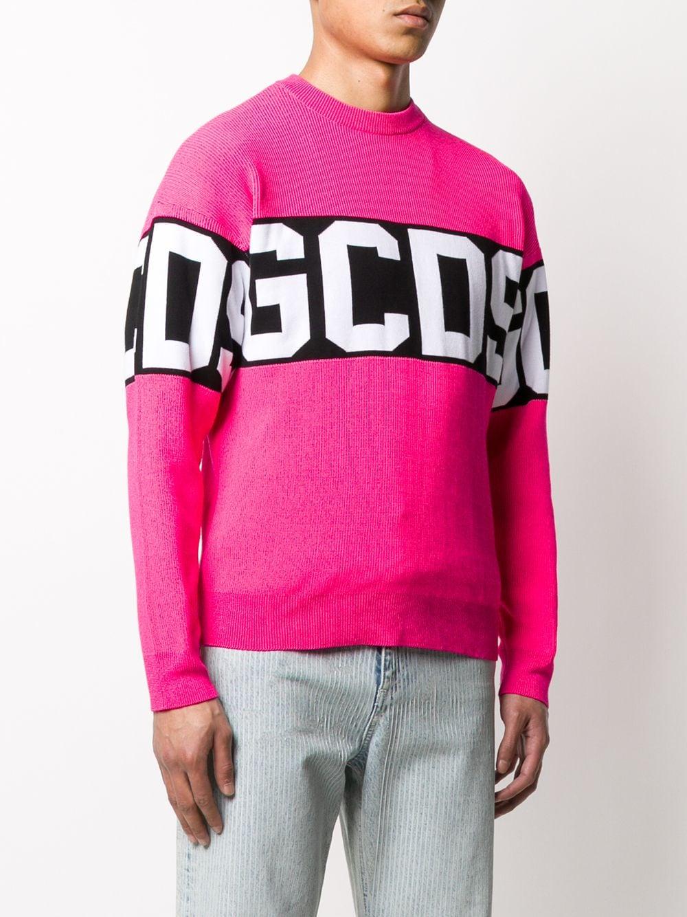 Gcds Cotton Stitched Logo Jumper in Pink for Men - Lyst
