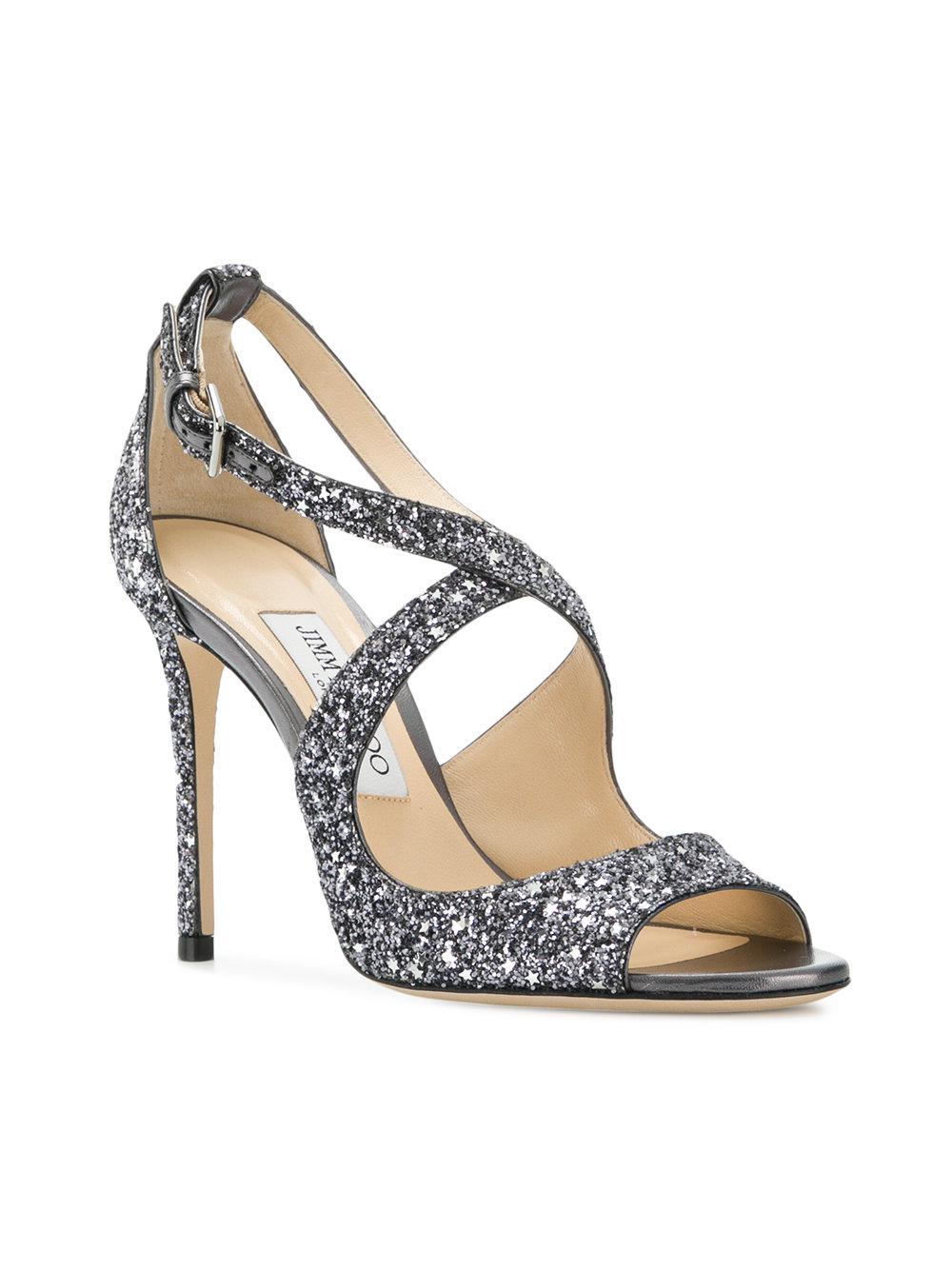 Jimmy Choo Emily 100 Sandals in Metallic - Lyst