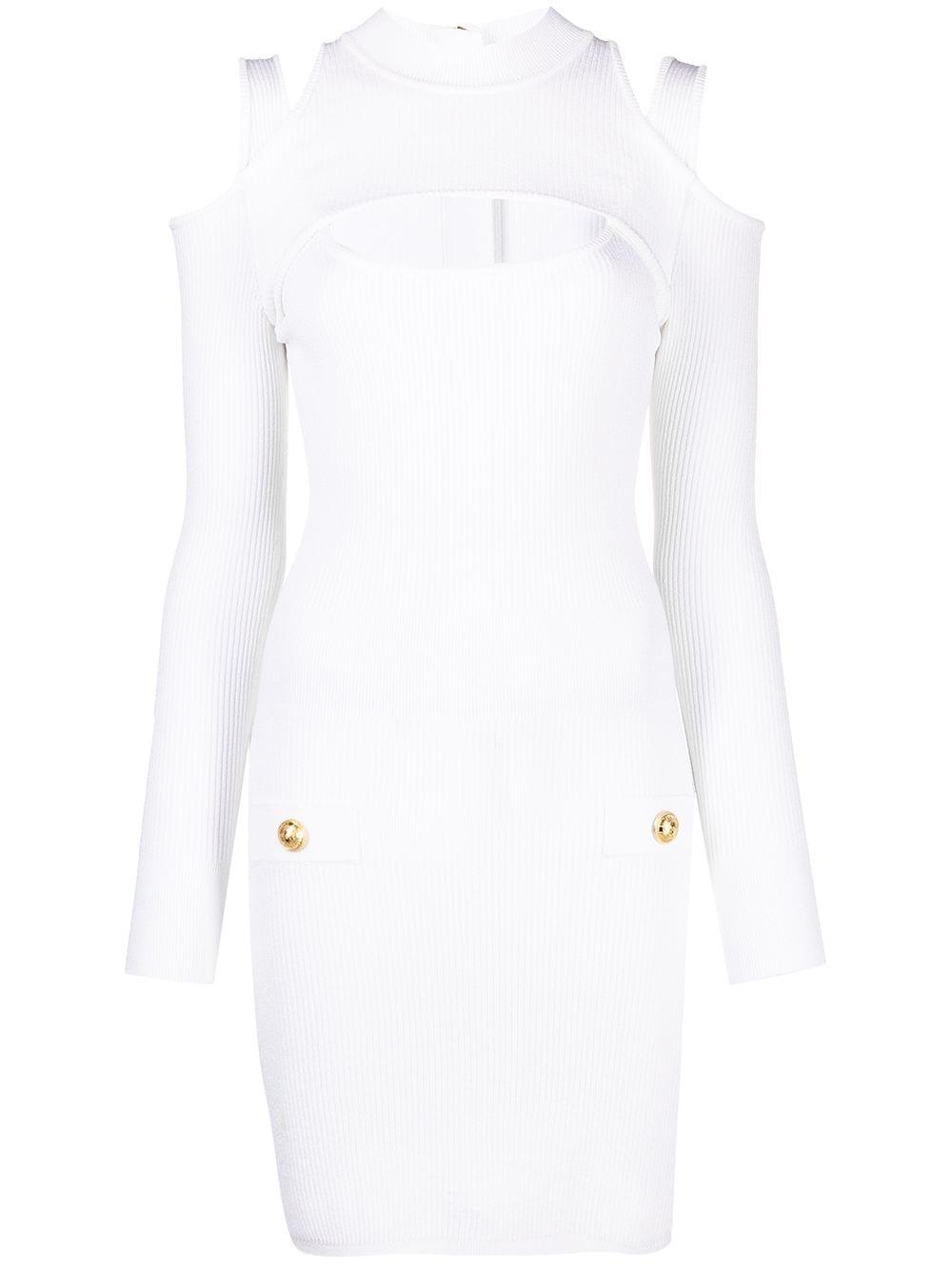 Balmain Kleid mit Cut-Outs in Weiß - Lyst