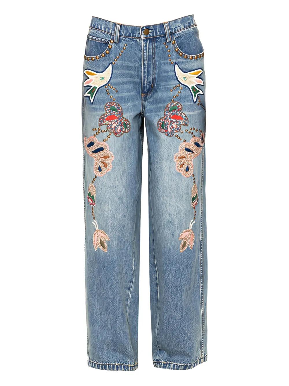 パンツ SEA Seavalley SEA FLORAL DENIM TROUSERS SEA FLORAL DENIM TROUSERS