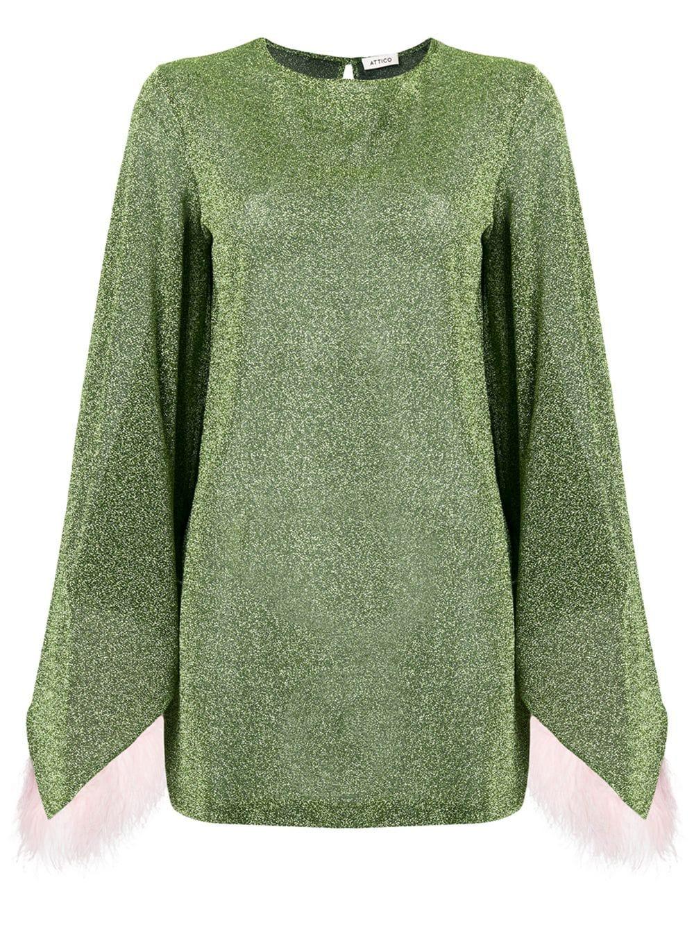 The Attico Feather Trim Mini Dress in Green Lyst