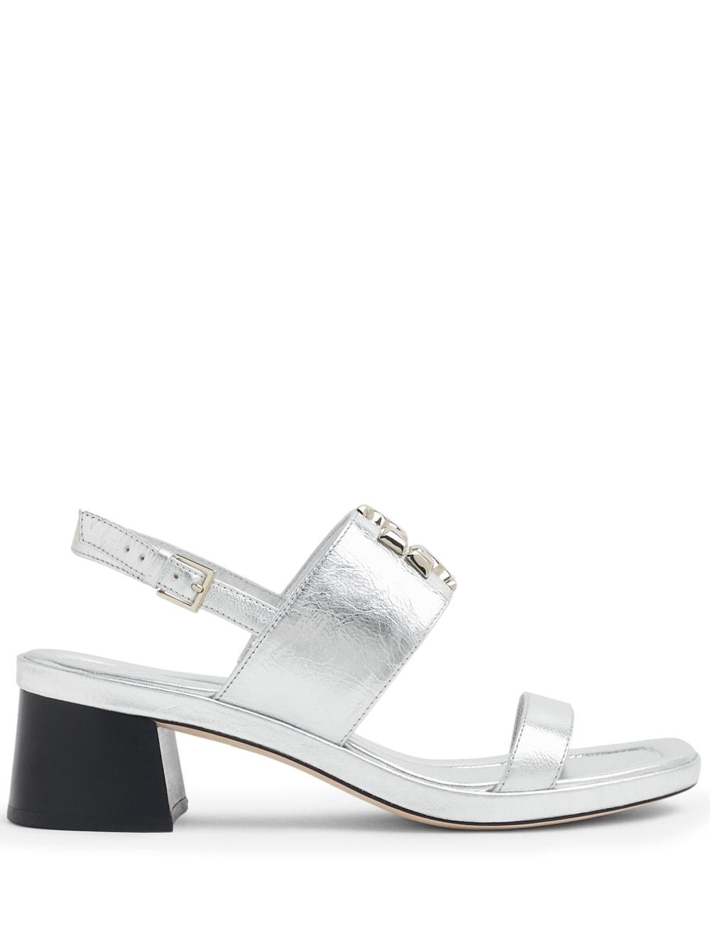 Tory Burch Eleanor 55mm Logo-plaque Sandals in White | Lyst