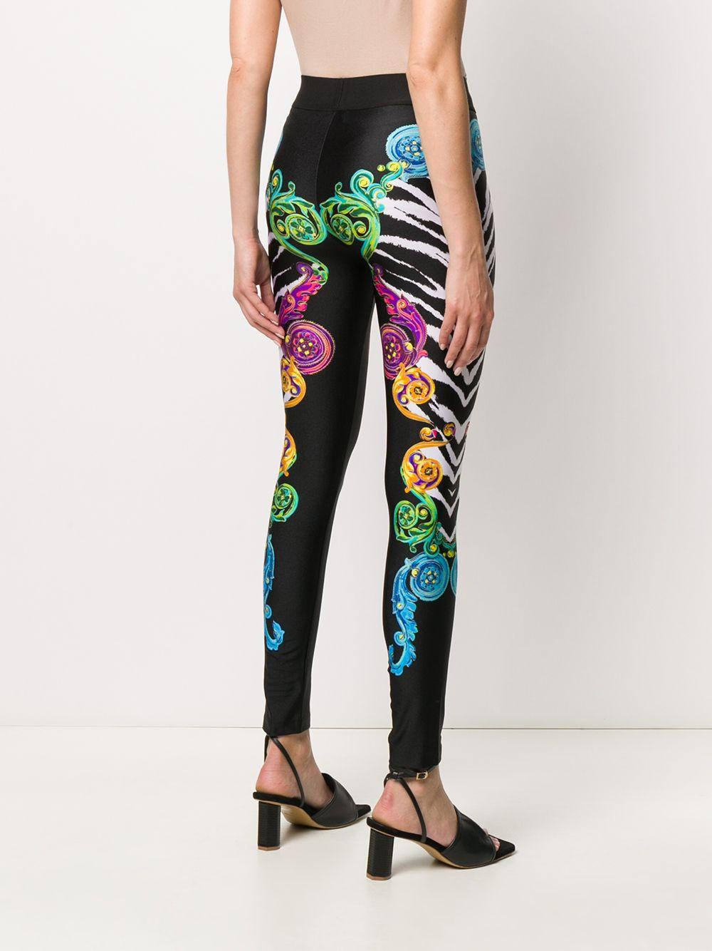 Versace Jeans Denim Baroque Tiger Print leggings in Black - Lyst