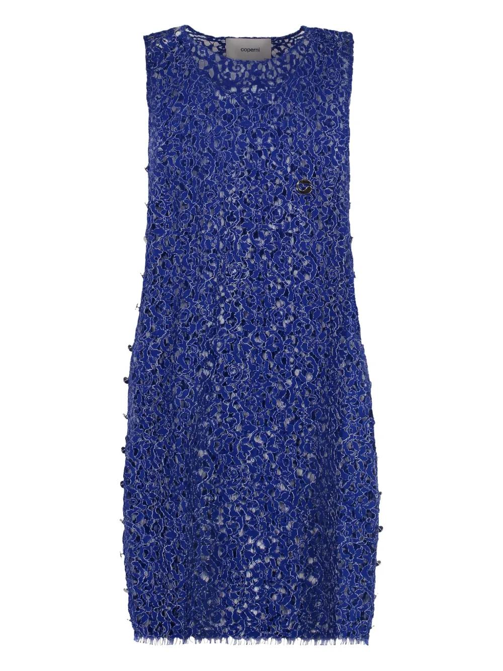 green emerald velvet dress Coperni Blue Sheer Lace Crochet Sequin Cut Out Dress Gown  PaumLosAngeles