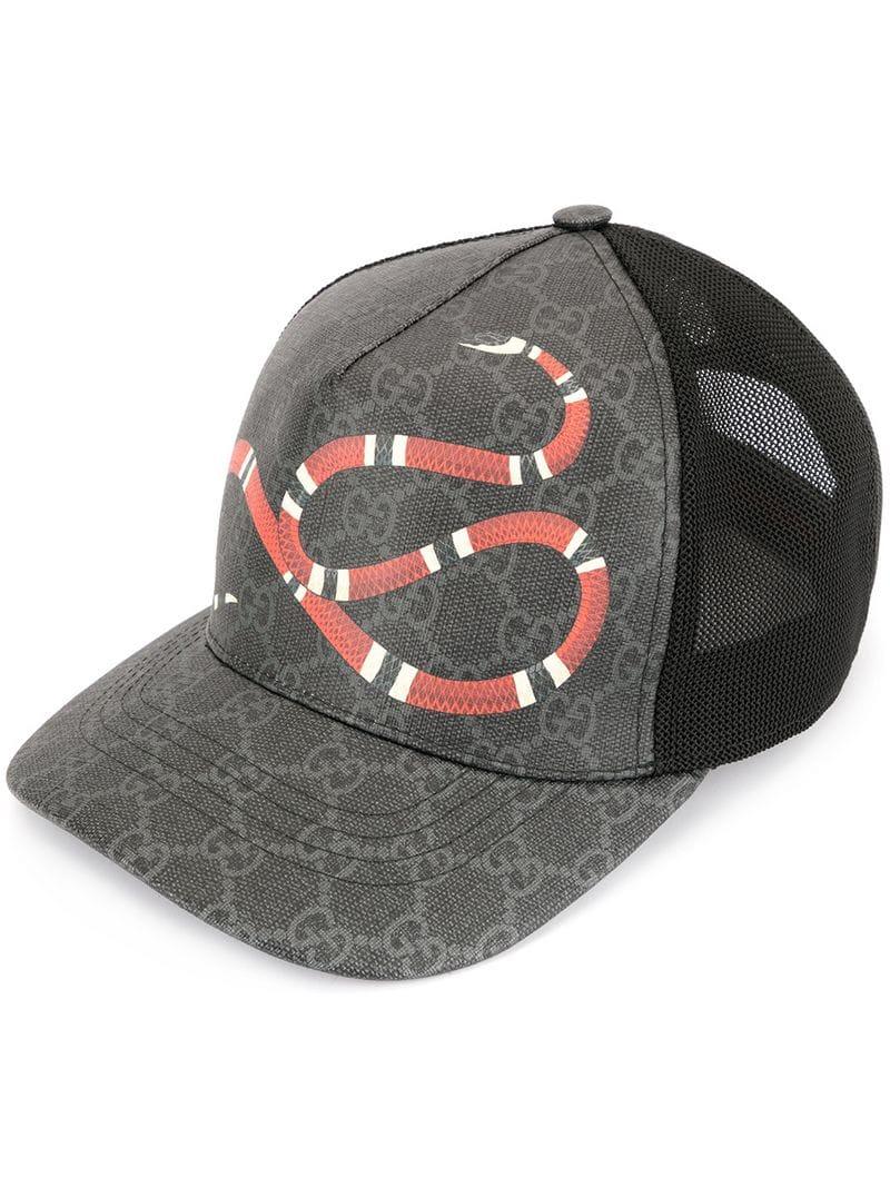 Gucci Cotton Kingsnake GG Supreme Cap in Black -