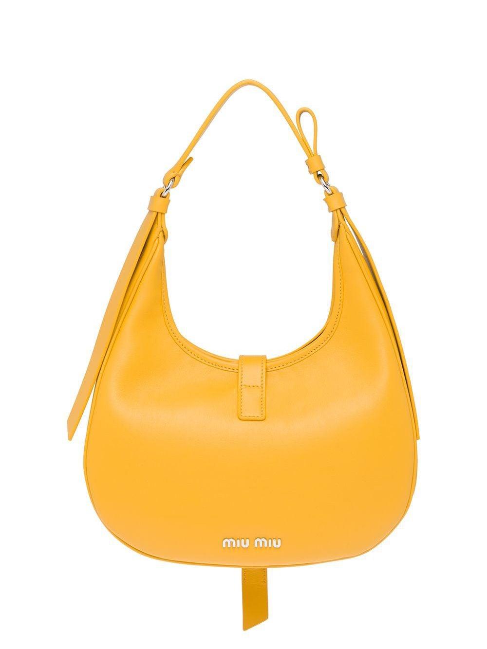 Miu Miu Leather Hobo Bag in Yellow - Save 29% - Lyst