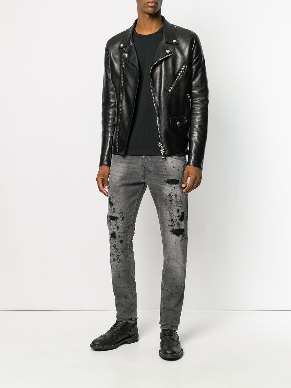 Lyst Diesel Tepphar Distressed Jeans in Gray for Men