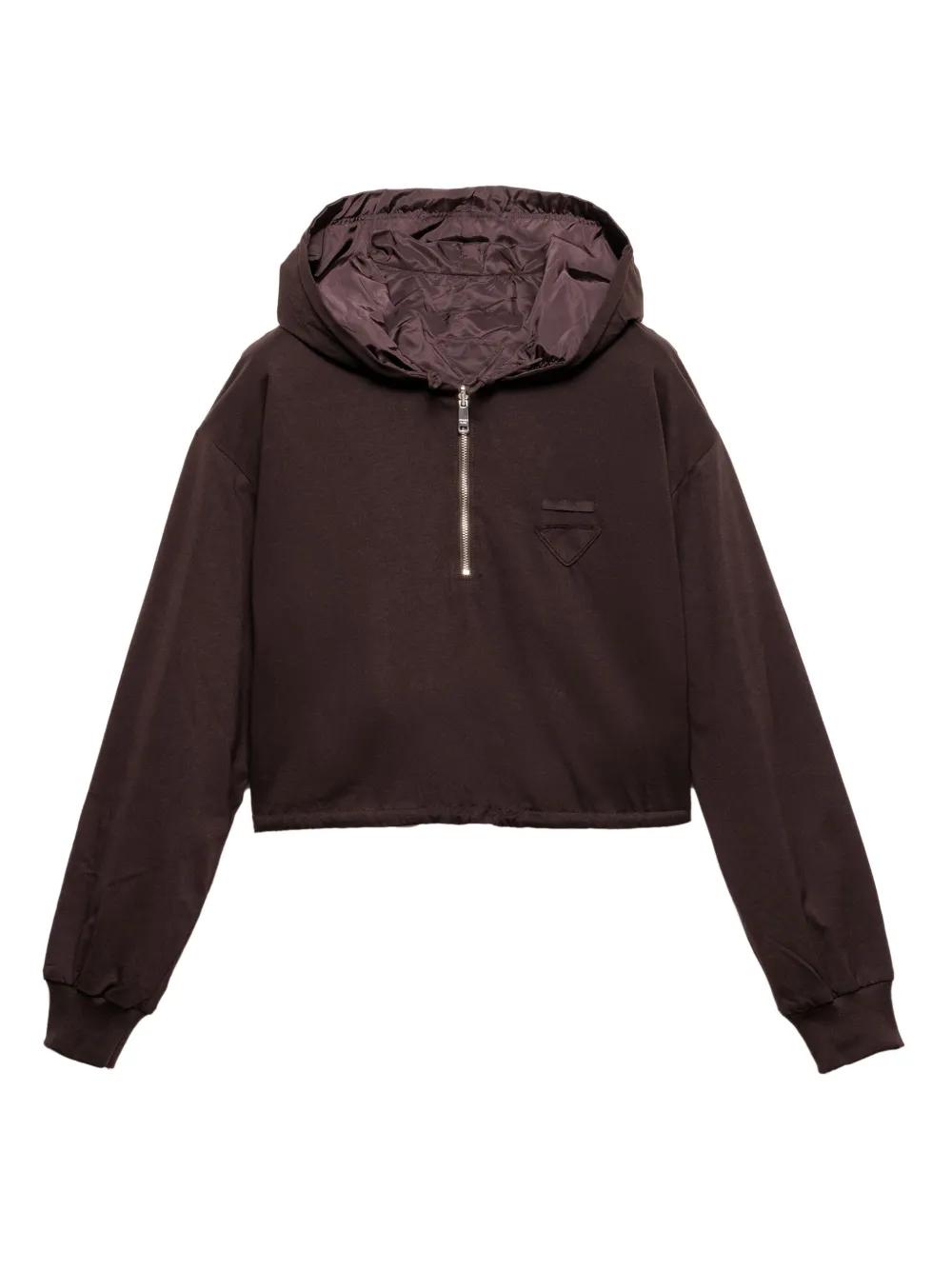 【送料&関税込】Prada Hoodie Black Technical Cotton Hoodie | PRADA