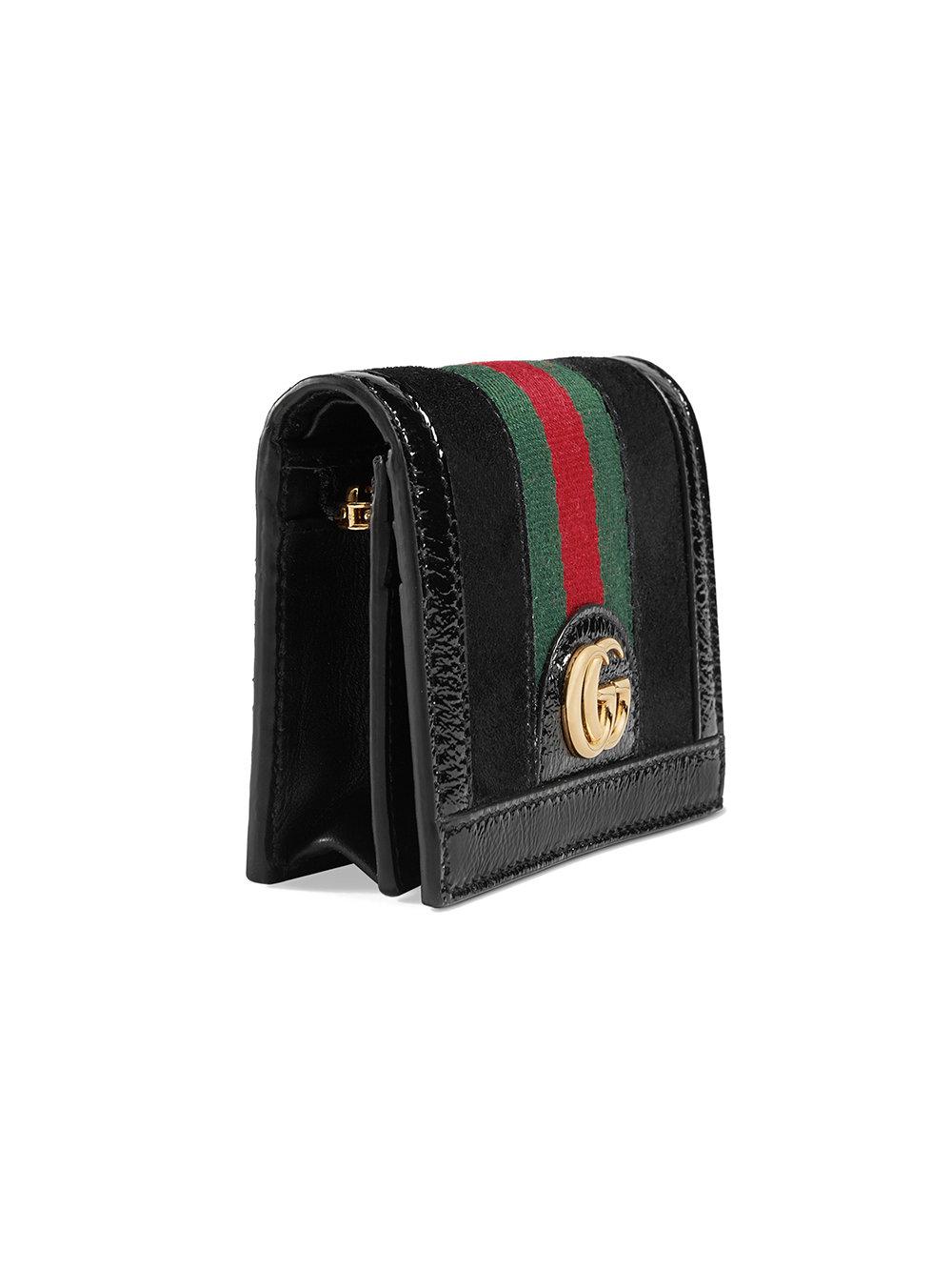 Gucci Suede Ophidia Card Case in Black 