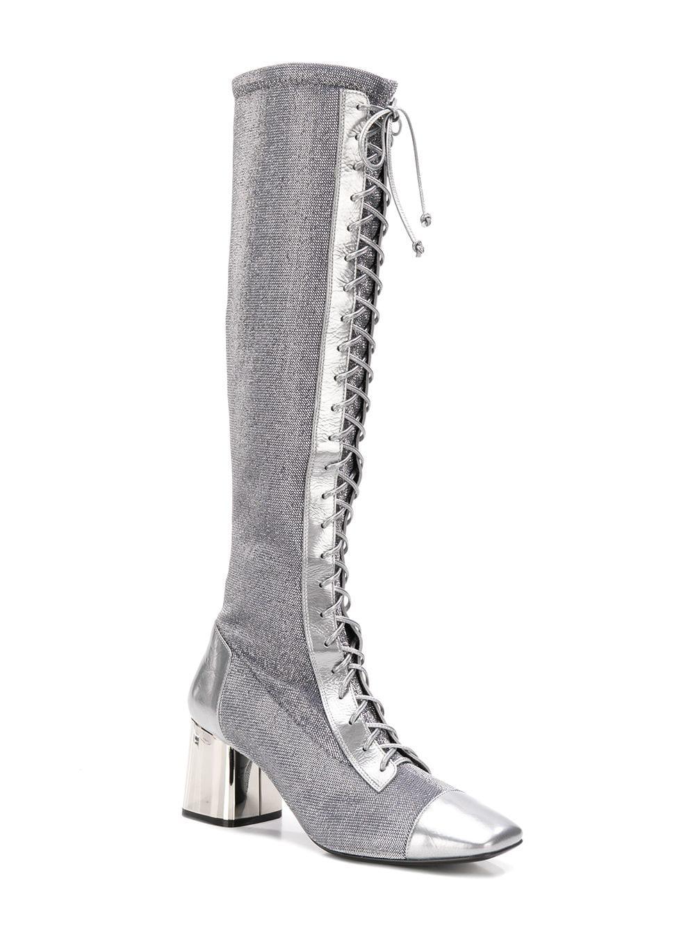 silver lace up boots