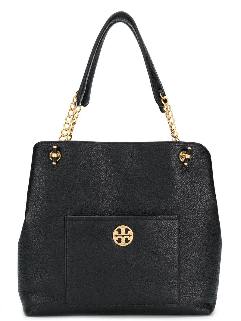 Tory Burch Black Top Handle Reversible Gold Mini Tote – The Hangout