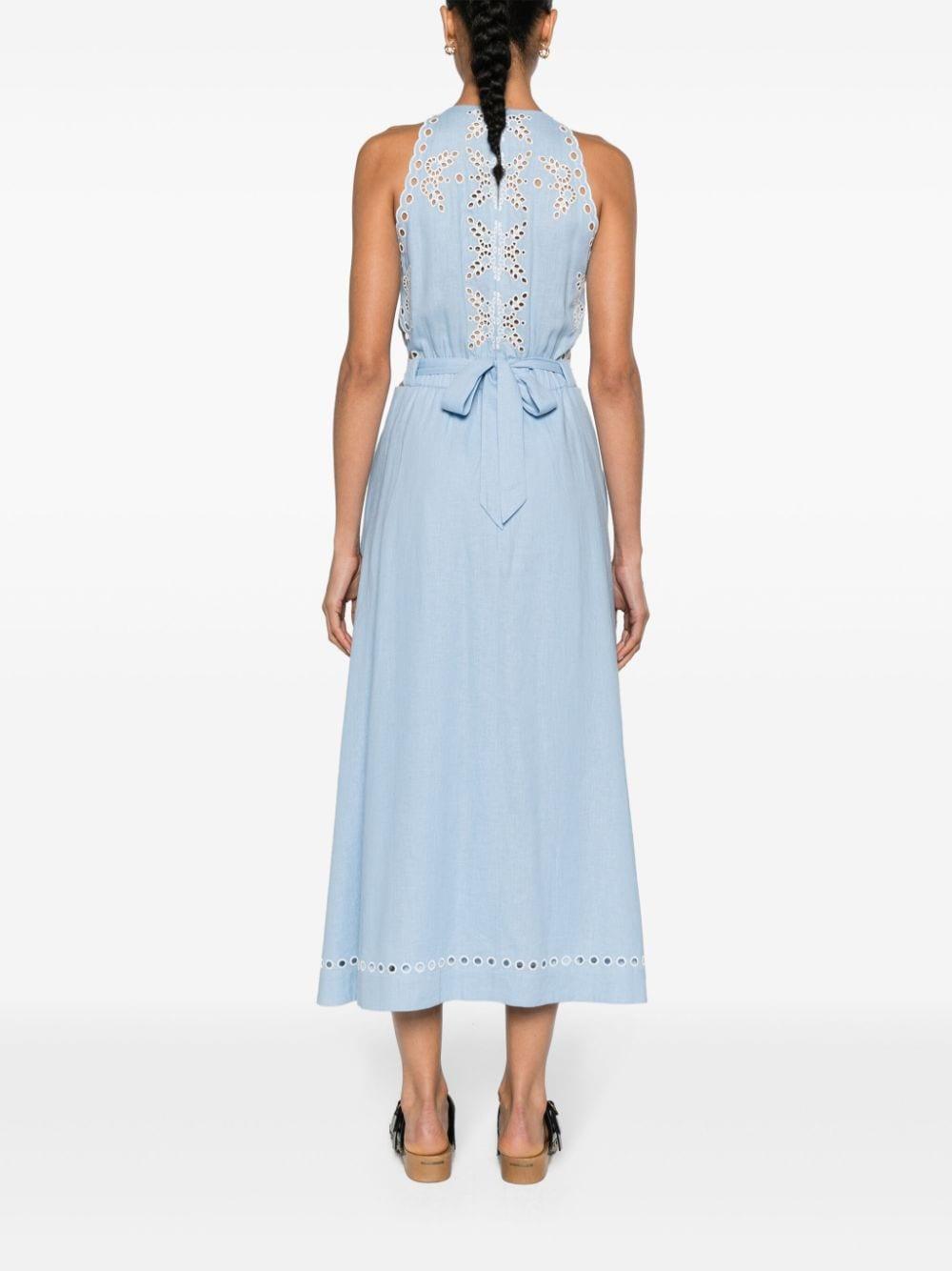 Sandro Broderie Anglaise Maxi Dress in Blue | Lyst