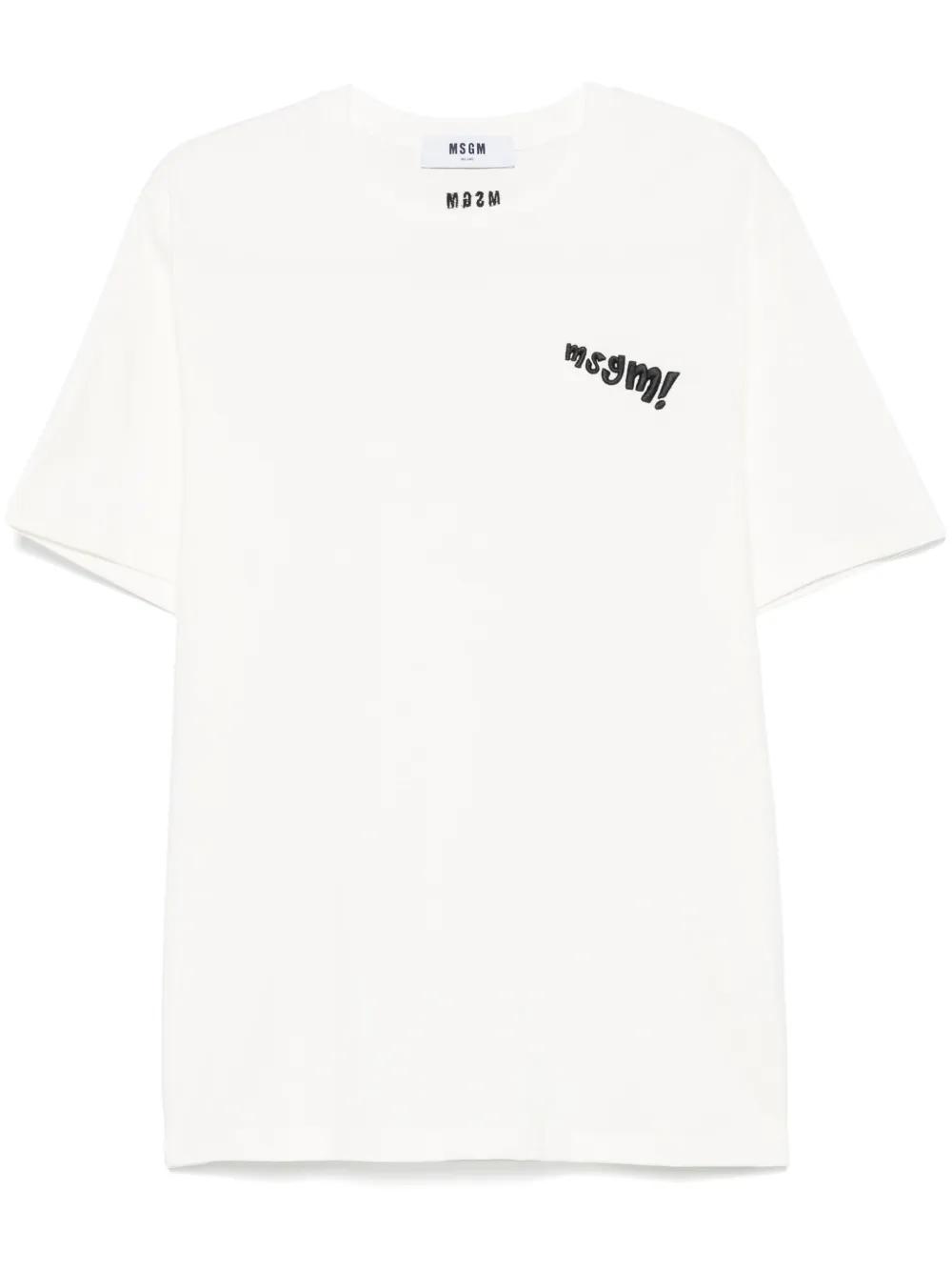 MSGM T-Shirt With Embroidered Logo in White for Men | Lyst