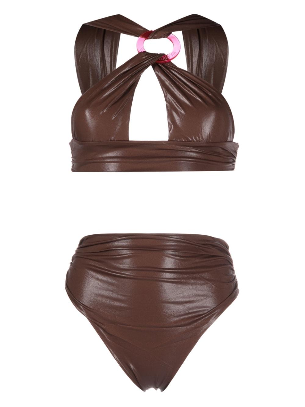 The Attico Faux-leather Bikini Set in Brown | Lyst Canada