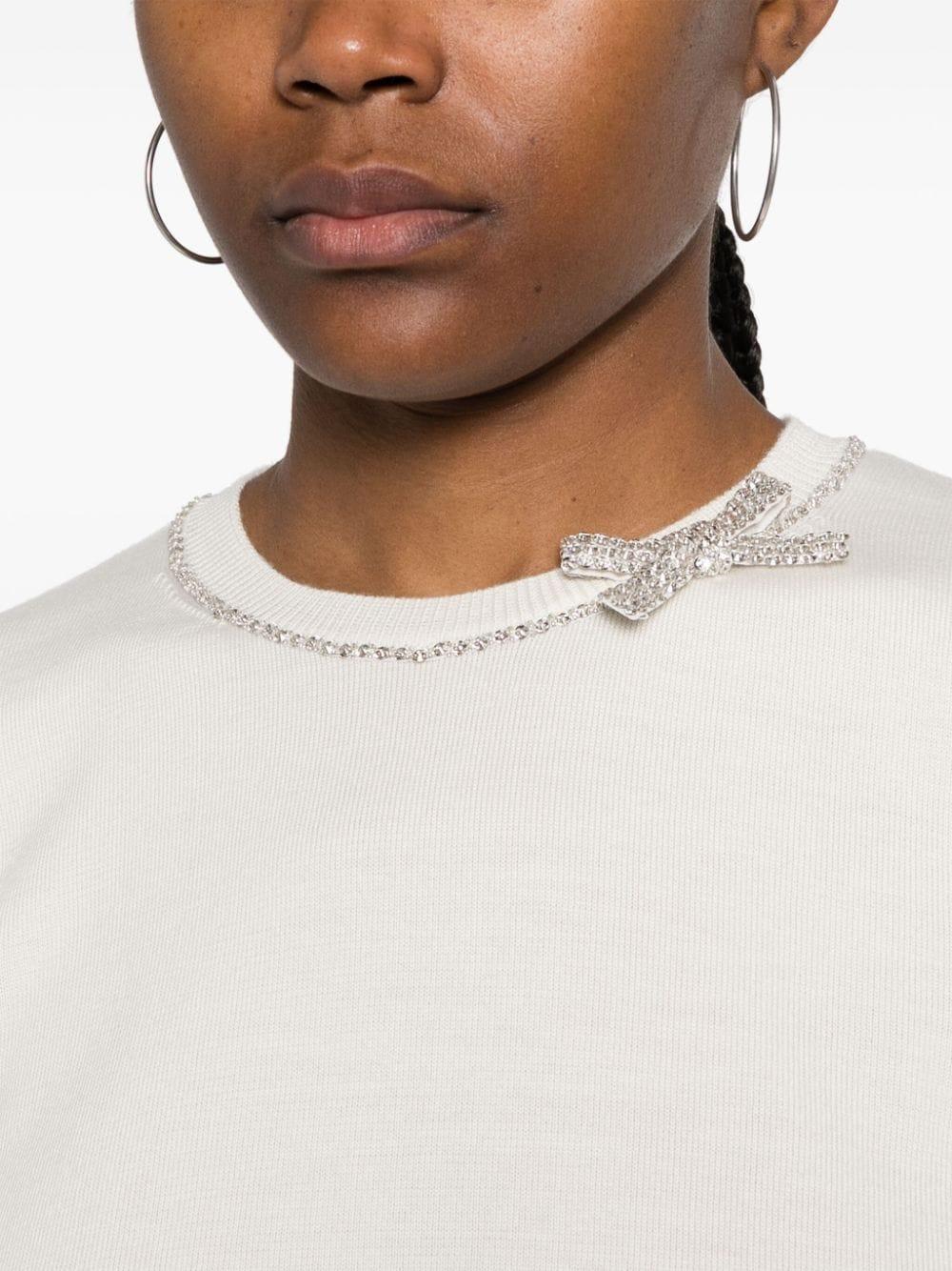 Valentino Garavani rhinestone-embellished knitted top - Neutrals