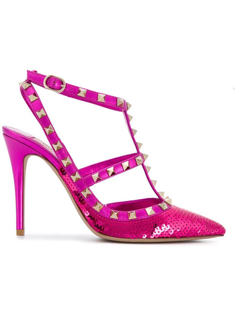 valentino rockstud shoes pink