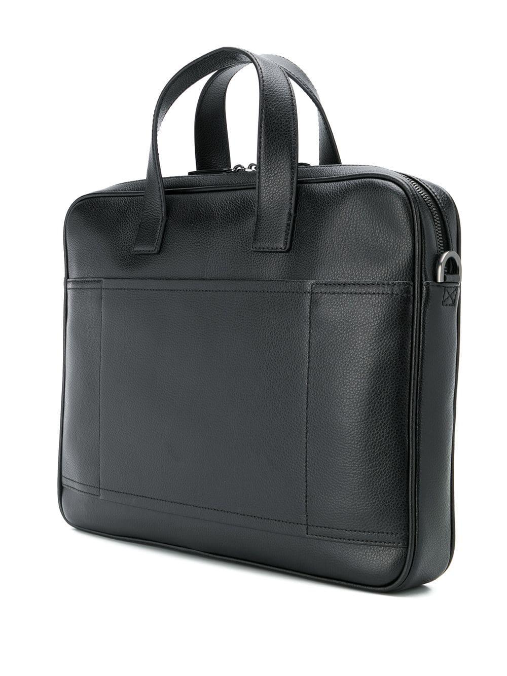 Emporio Armani Leather Plain Briefcase Bag in Black for Men - Lyst