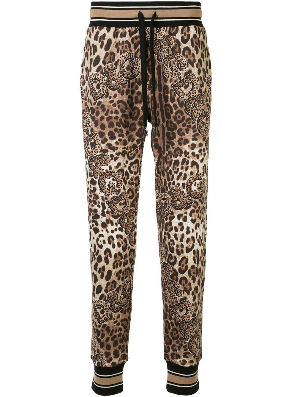 Dolce & Gabbana Synthetic Leopard-print Track Pants in Brown for Men - Lyst
