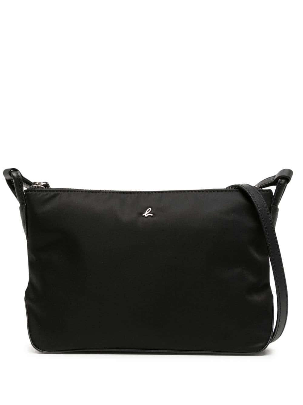 agnès b. Logoplaque Satin Crossbody Bag in Black Lyst