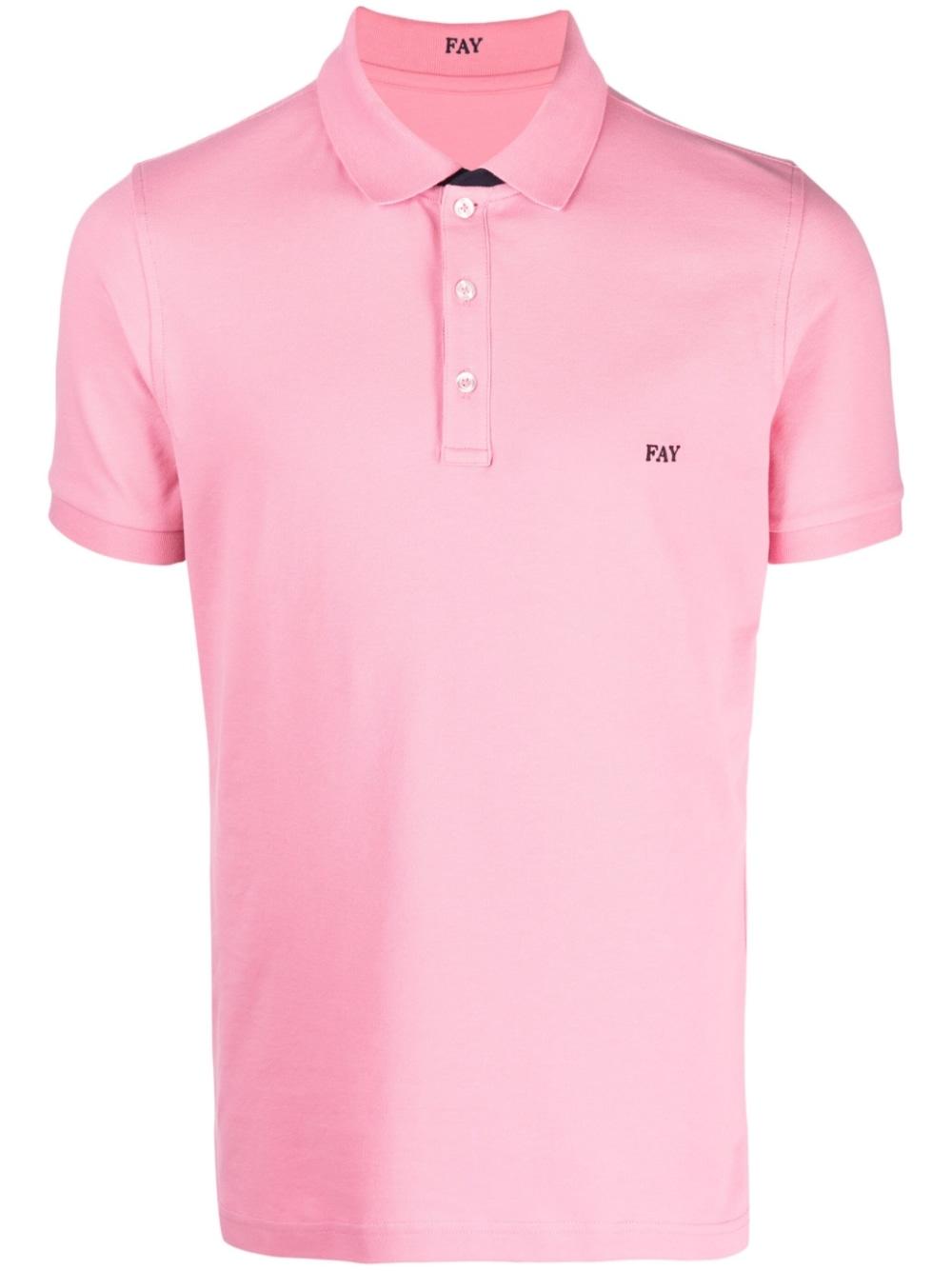 Fay Embroidered-logo Polo Shirt in Pink | Lyst