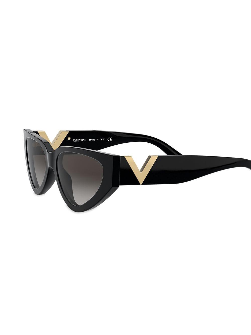 Valentino V Logo Slim Cat Eye Sunglasses in Black Lyst