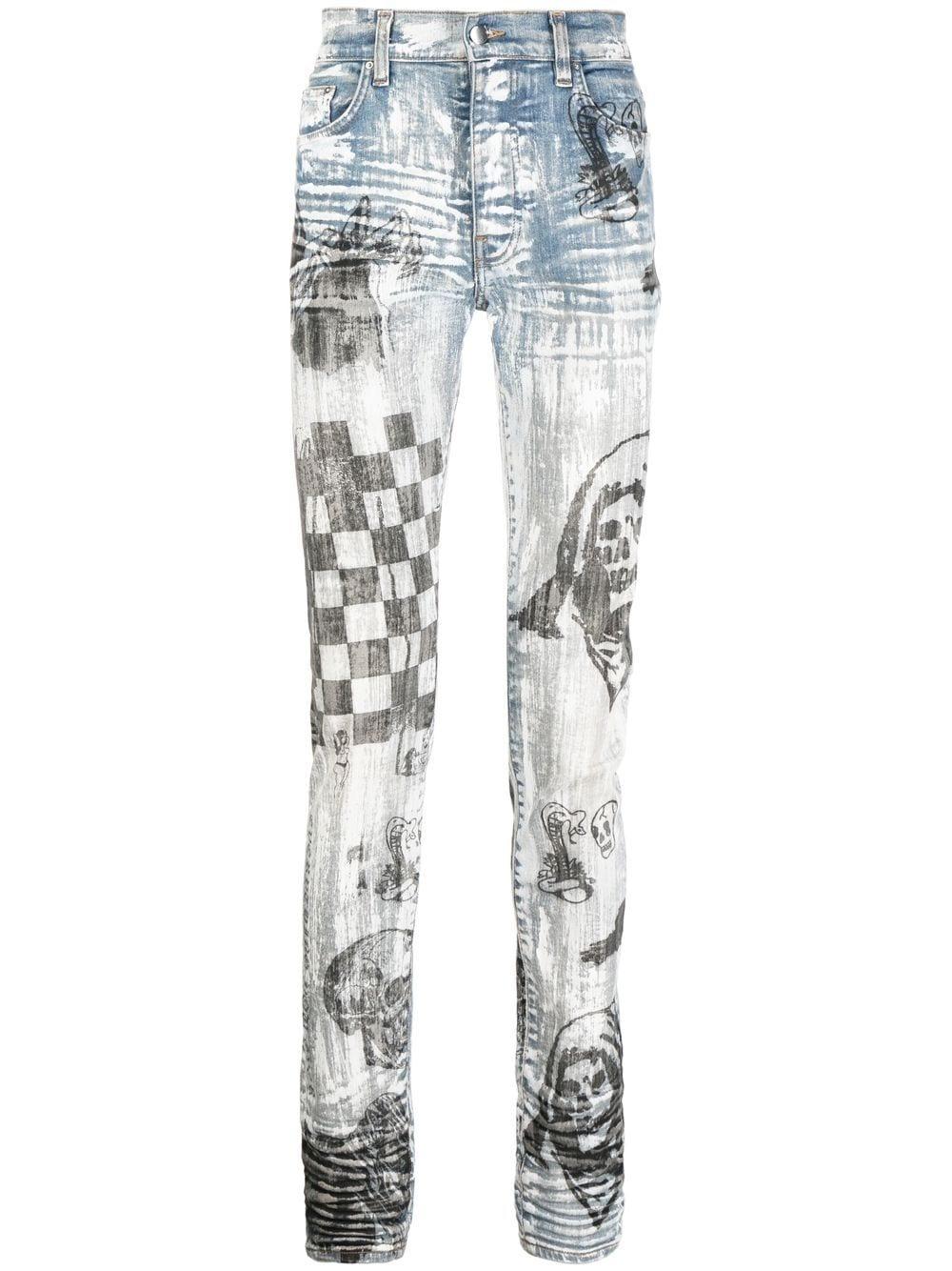 Amiri X Wes Lang Graphic-print Skinny Jeans in Blue for Men | Lyst