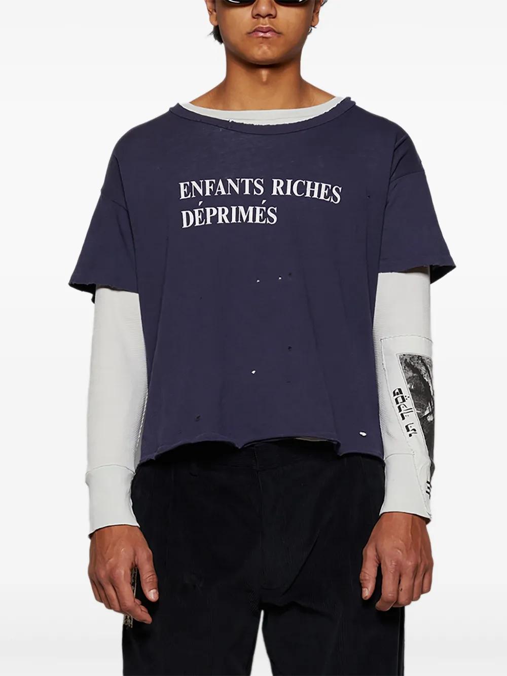 Tシャツ・カットソー ENFANTS RICHES DEPRIMES BLUE VINTAGE-EFFECT T-SHIRT Enfants Riches Déprimés Blue vintage-effect T-shirt with