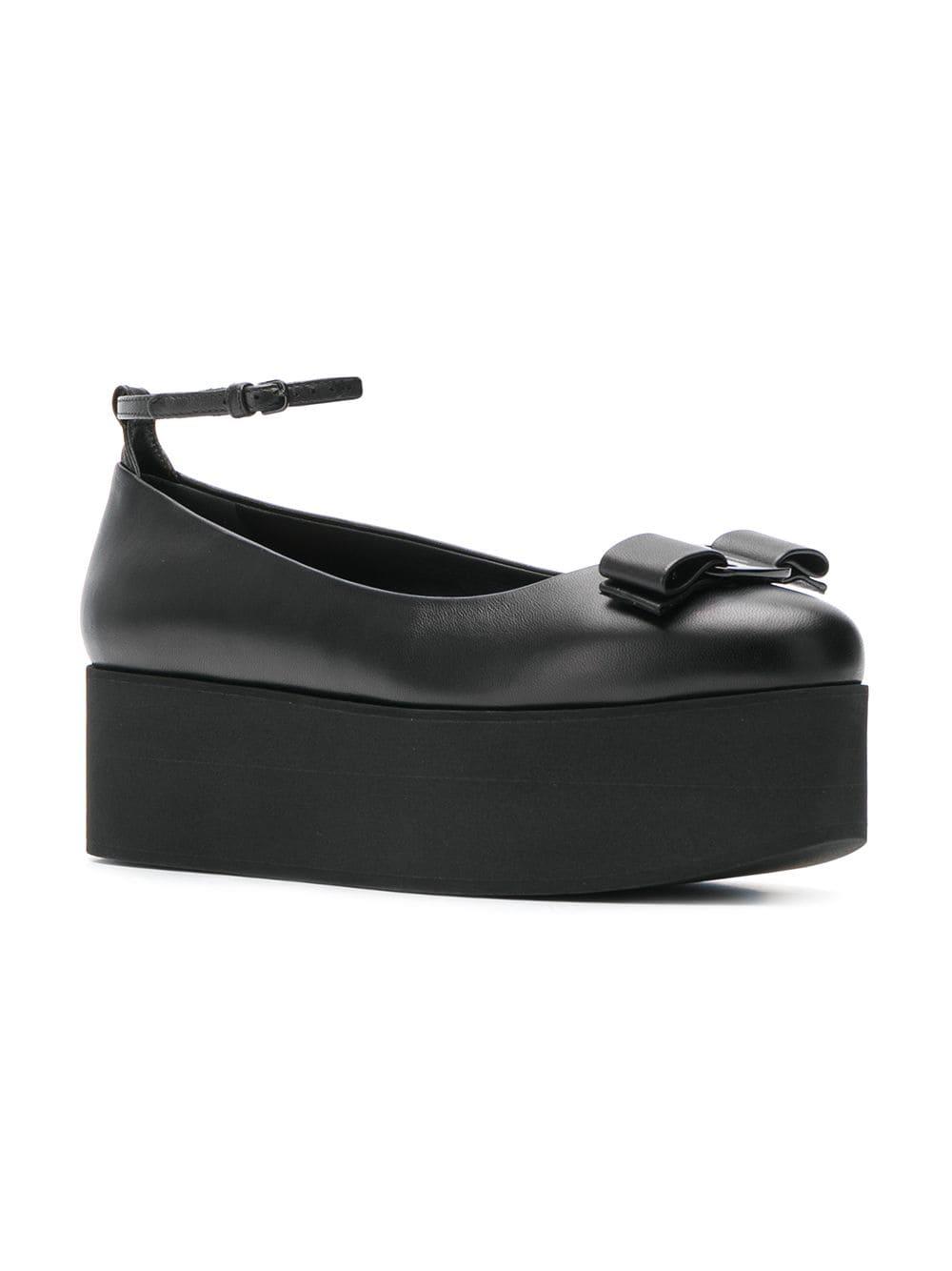 Ferragamo Platform Appliqué Ballerina Shoes in Black | Lyst