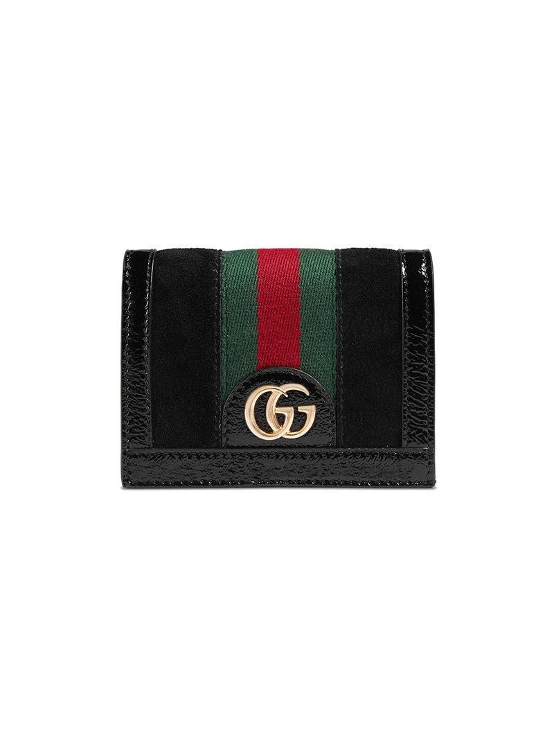 Gucci Suede Ophidia Card Case in Black 