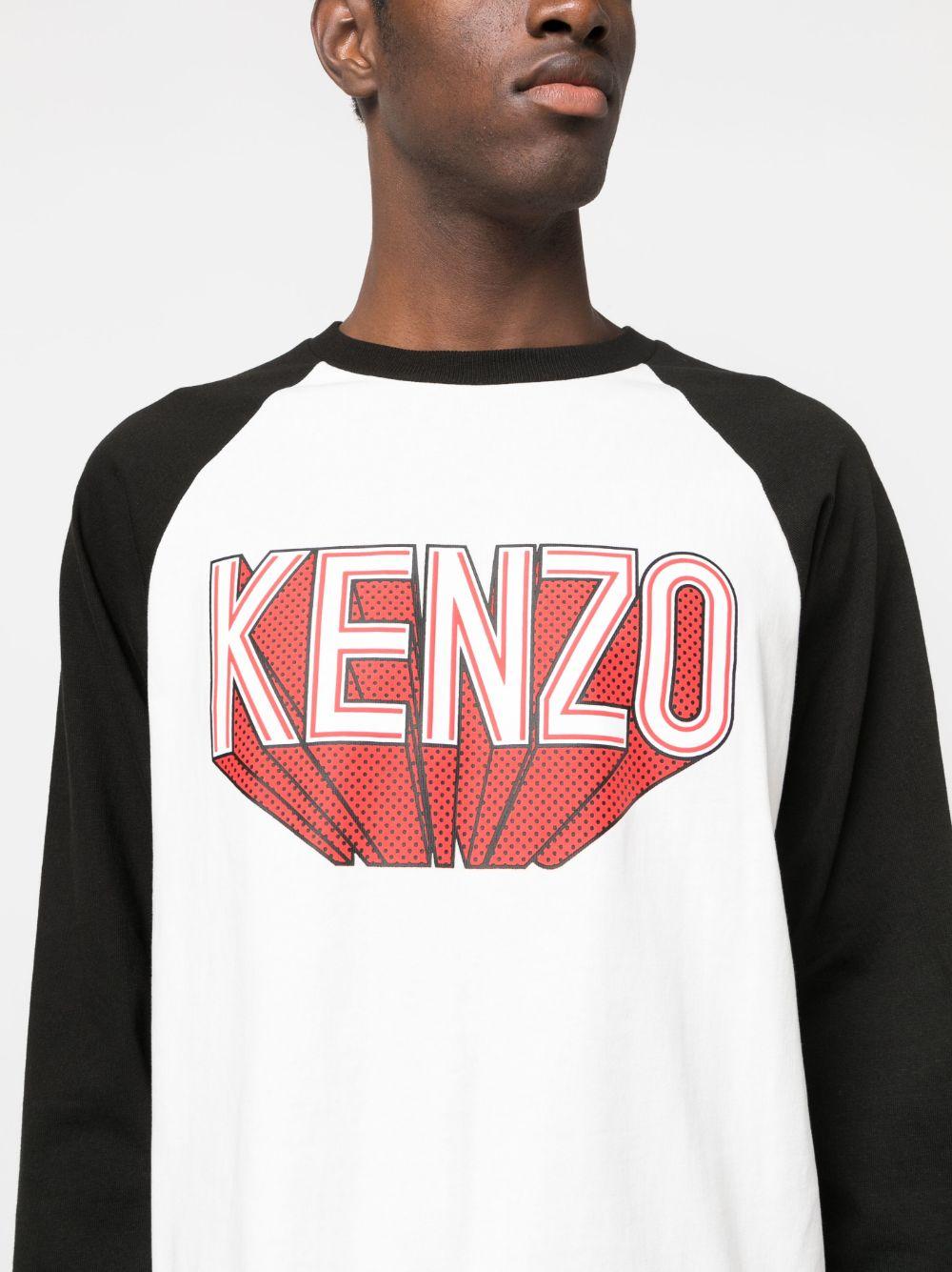 KENZO: cotton T-shirt with logo print - White