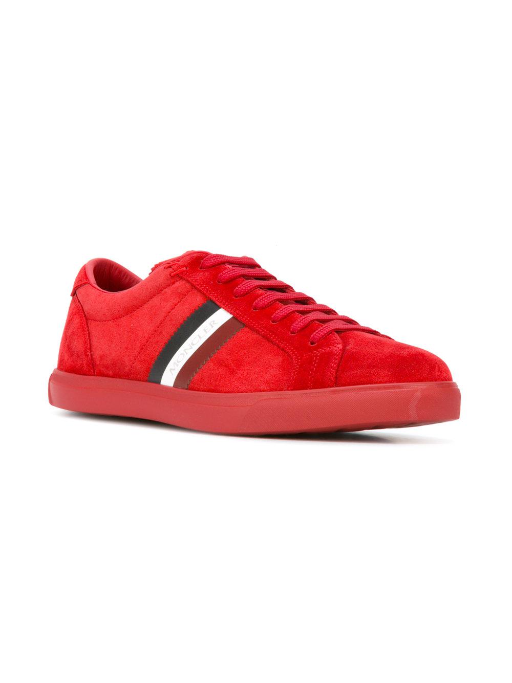 Moncler Leather La Monaco Sneakers in Red for Men | Lyst