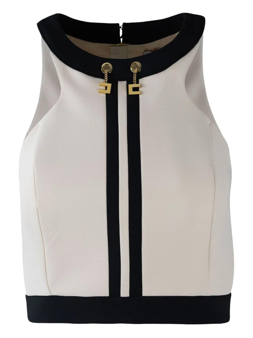 ベスト・ジレ ELISABETTA FRANCHI Women Vests LGL00552E2360 White Elisabetta Franchi V-neck Bodysuit | White | FARFETCH
