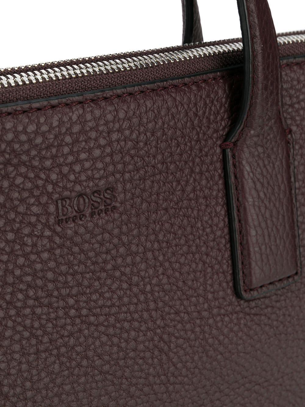 BOSS by HUGO BOSS Leather Zipped Laptop Bag in Brown for Men | Lyst  Australia