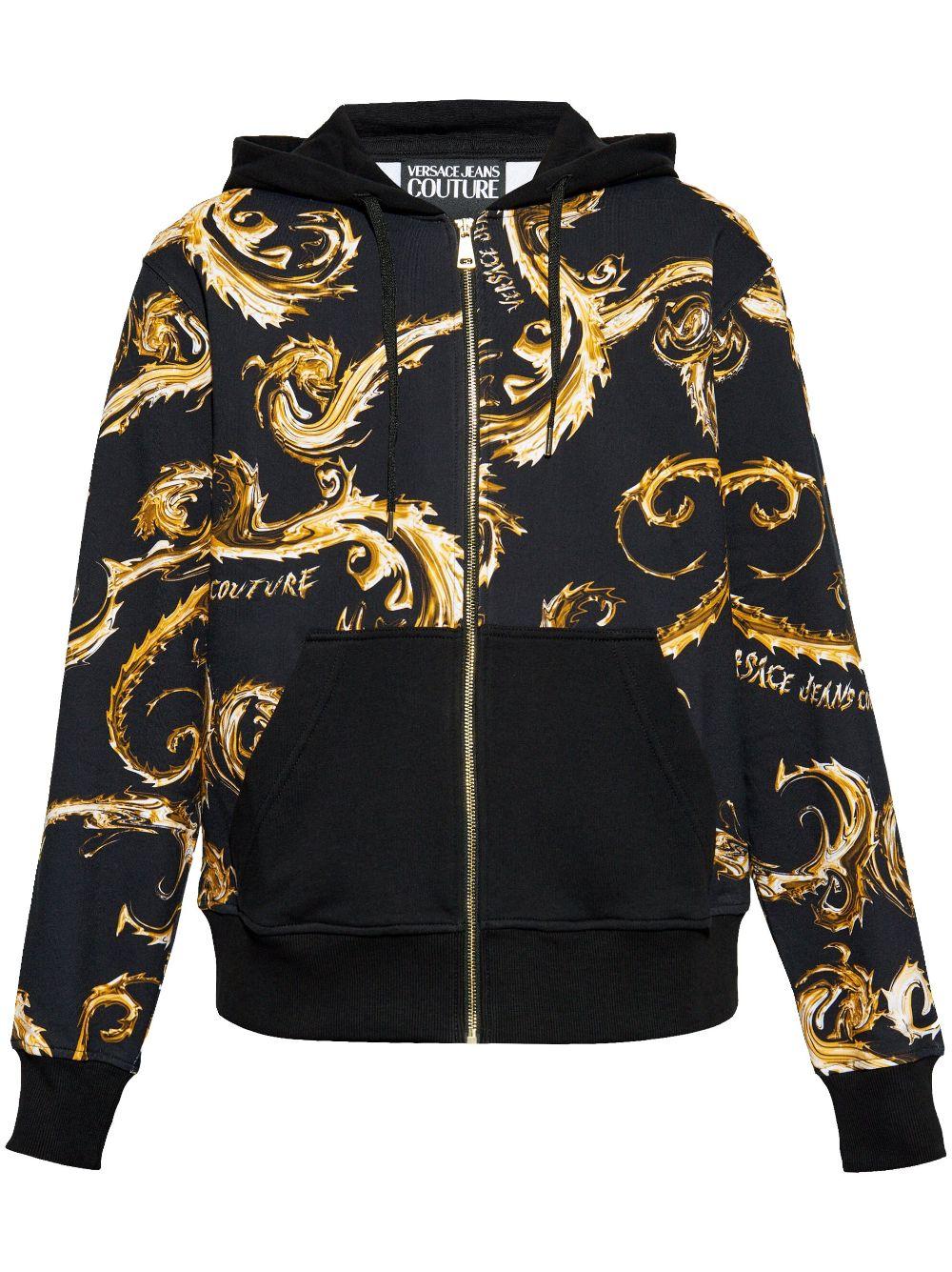 Gold hibiscus print hoodie hotsell