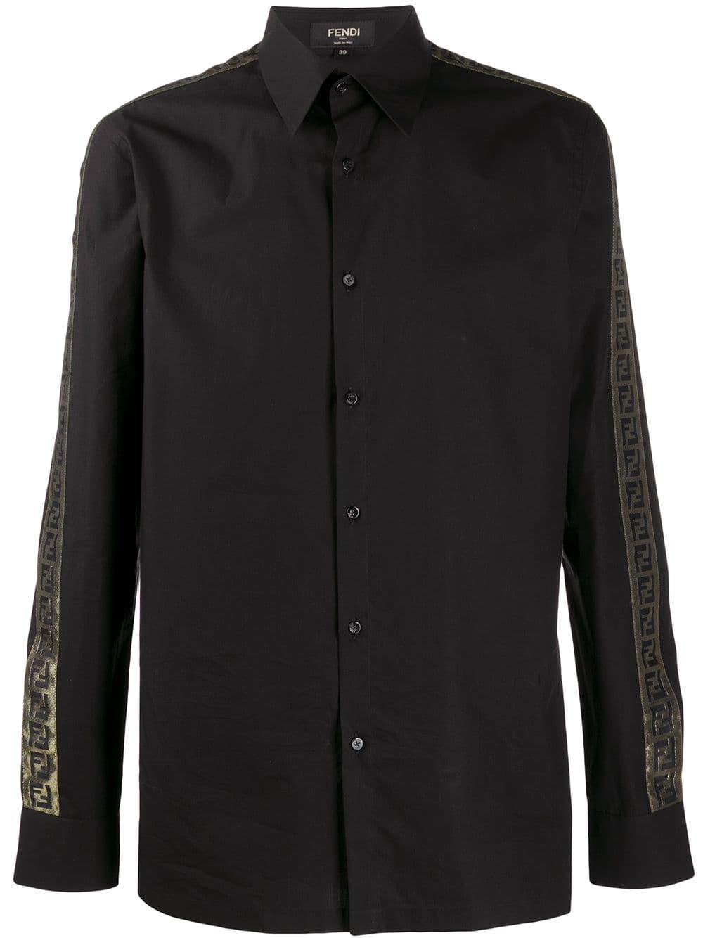 Fendi Monogram Trim Shirt in Black for Men Lyst