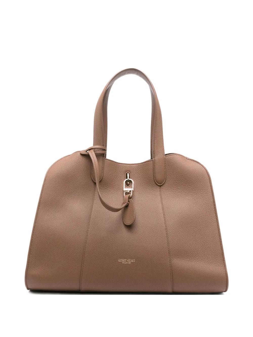 トートバッグ Giorgio Armani Leather Tote Bag With Logo Giorgio Armani Leather Tote Bag With Logo in Natural | Lyst