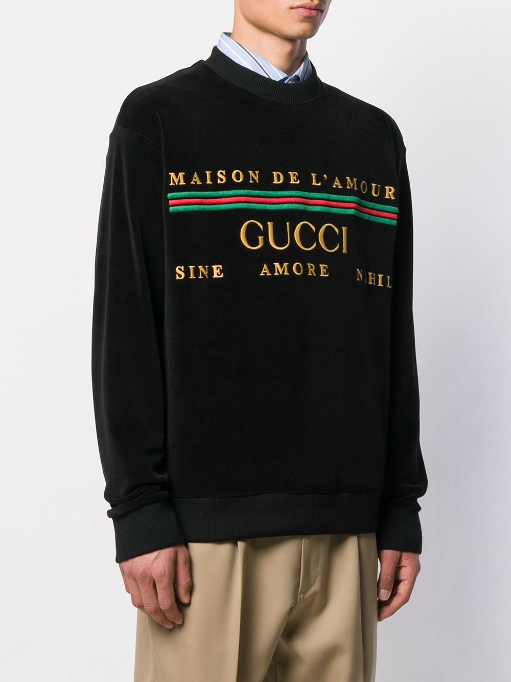 Gucci Maison De L'amour Velvet Sweatshirt in Black for Men - Lyst