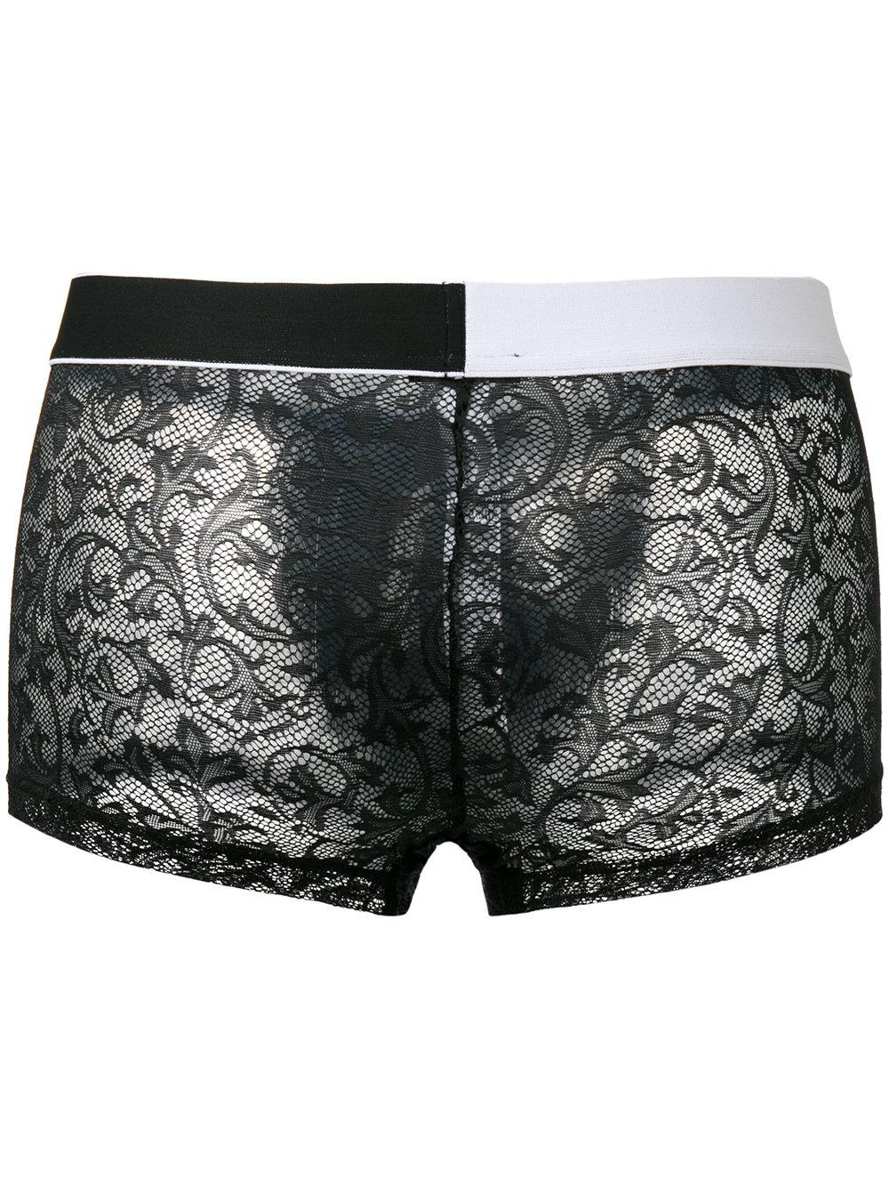 Versace Lace Logo Waistband Boxer Shorts in Black for Men - Lyst