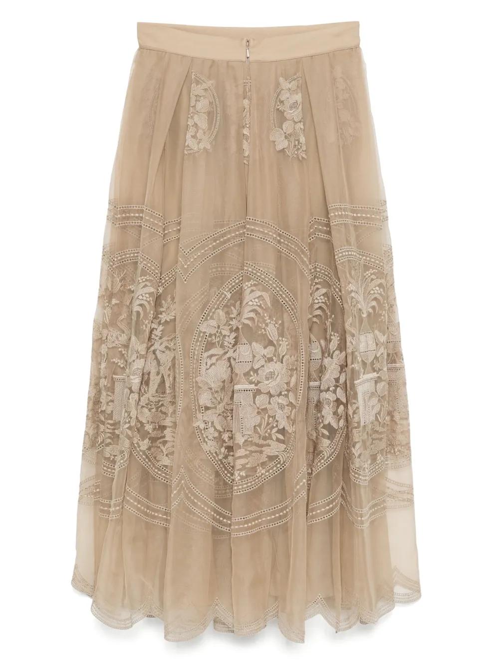スカート Elie Saab Tulle embroidered skirt Elie Saab Embroidered Tulle Midi Skirt in Blue - Kate