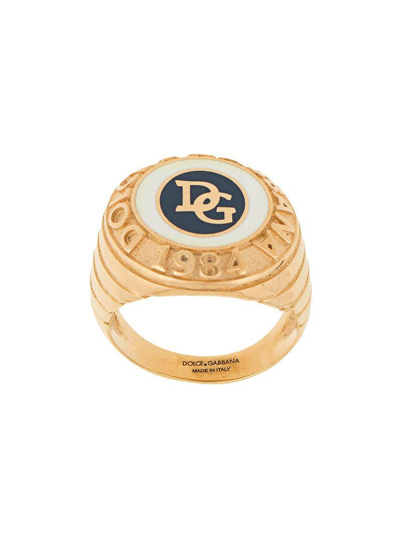 Dolce & Gabbana Synthetic Dg Logo Ring in Gold (Metallic) for Men - Lyst