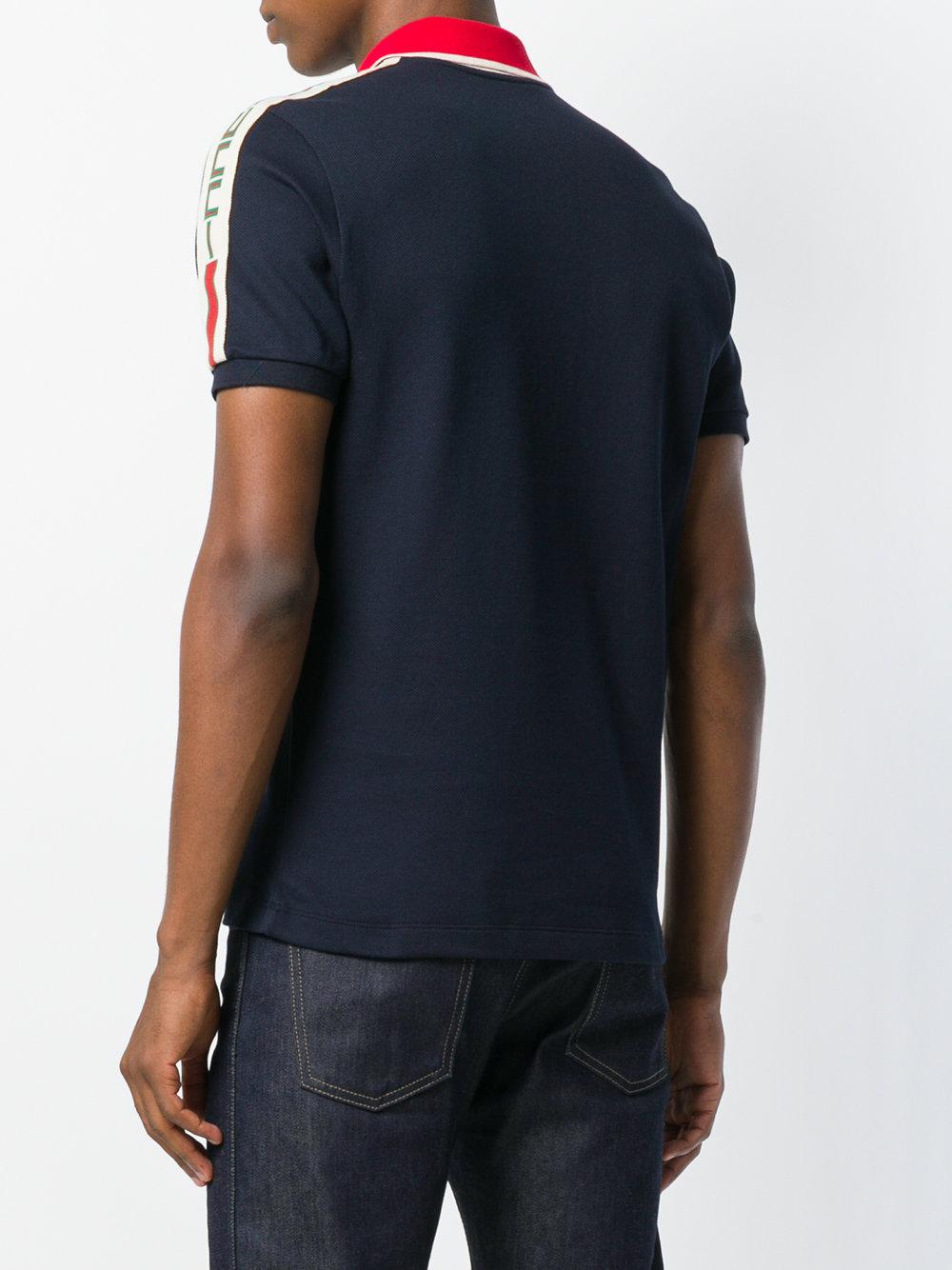 Gucci Cotton Stripe Polo Shirt in Blue for Men - Lyst
