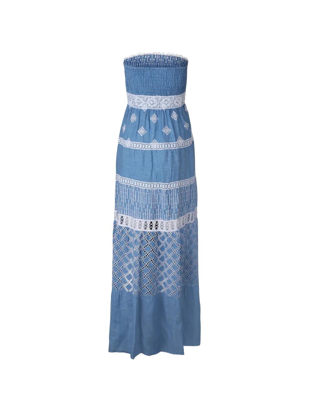 chinese dress ladies SHIRRED LASER CUT FLOWER DRESS